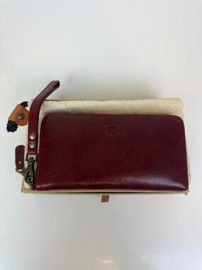 Will Leather Goods Burgundy Corfu Zip Around Clutch J3-7